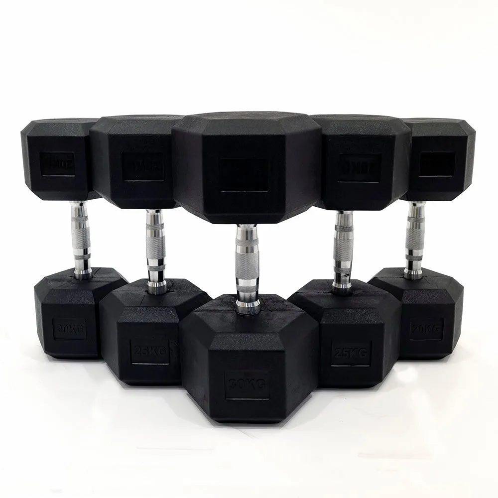 10KG PAIR HEAVY WEIGHT HEXAGONAL HEX DUMBELL SET WITH METAL HANDLES