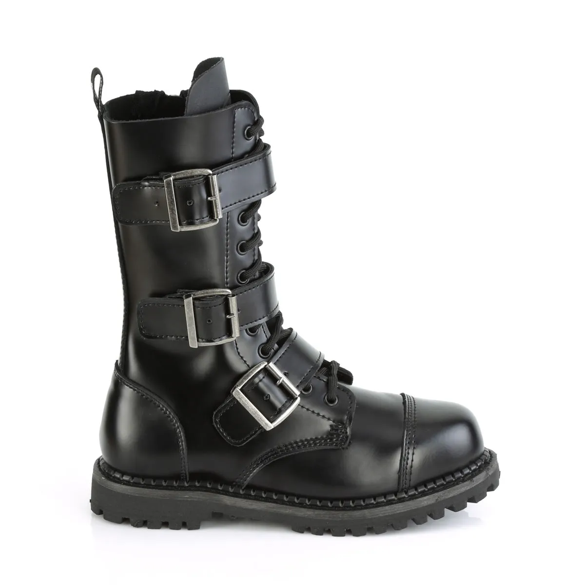 12 Eyelet RIOT-12BK Black Leather