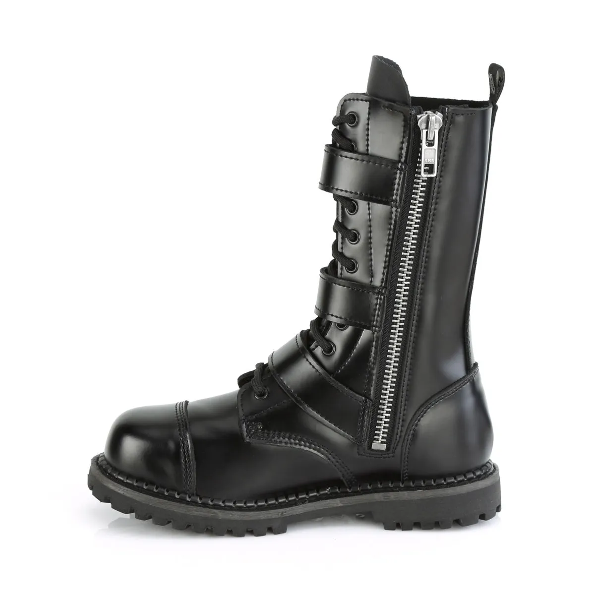 12 Eyelet RIOT-12BK Black Leather