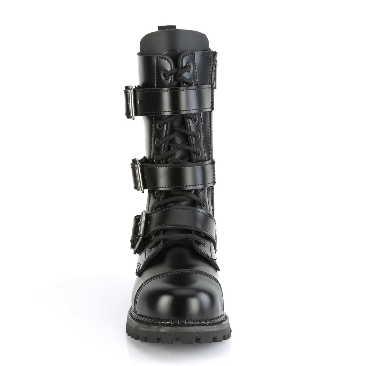 12 Eyelet RIOT-12BK Black Leather