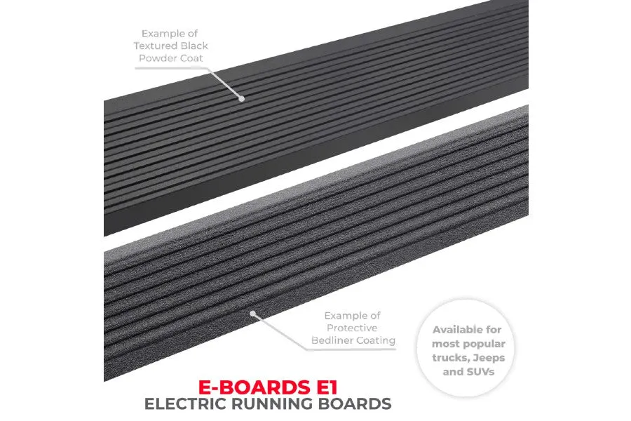 2021  Ford Bronco 2-Door Go Rhino E-Board E1 Electric Running Board Kit - Textured Black - Cab Length