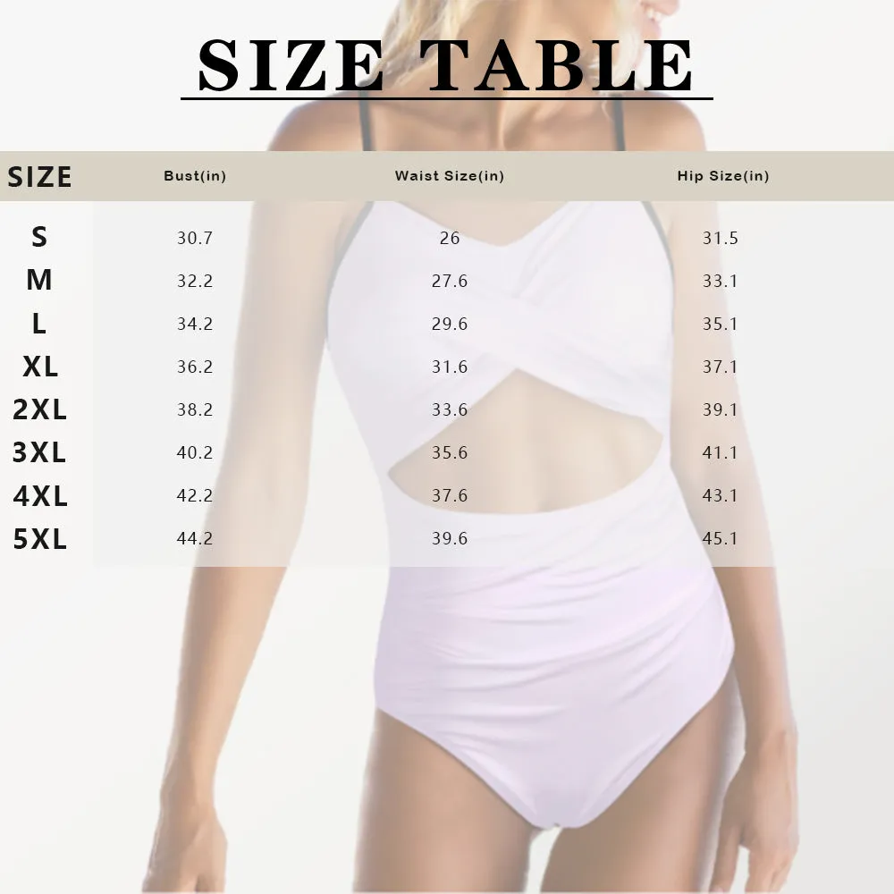 25  DIY Colors Custom Face Women's One Piece Swimsuit Twist Cutout Front Crisscross Lace Up Back Face Bathing Suit