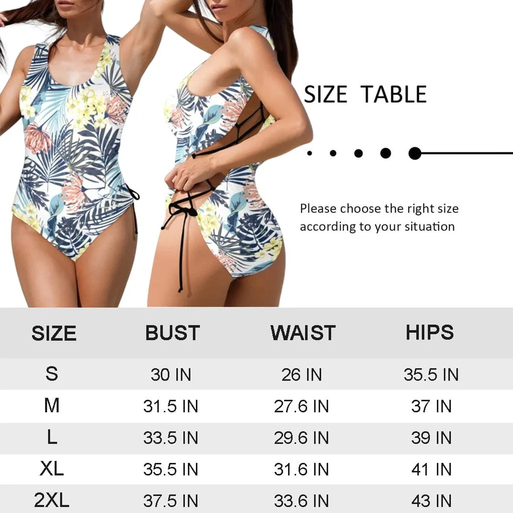 26  Colors Custom Big Face Multiple Color Women's Lace Up Back Swimwear One Piece Swimsuit Personalized One Piece Bathing Suits