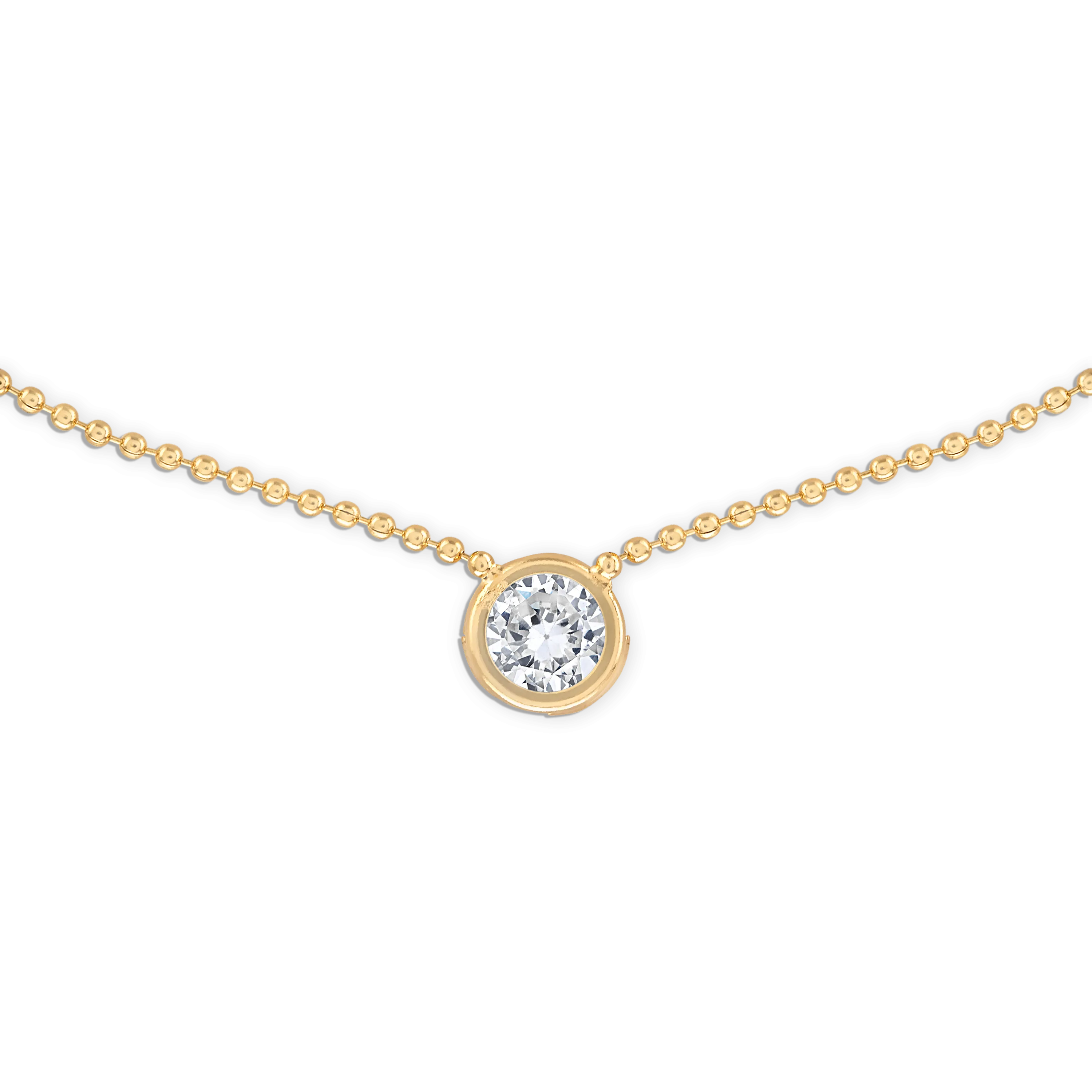 2MM Crystal Gold Ball Chain Necklace