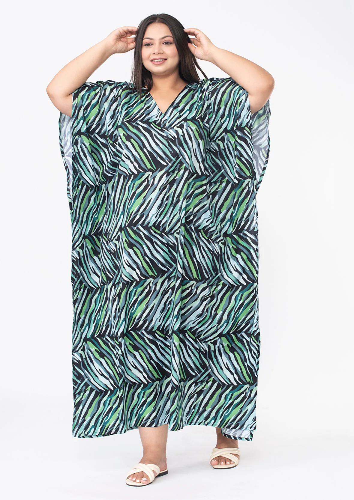 Abstract V-Neck Long Kaftan