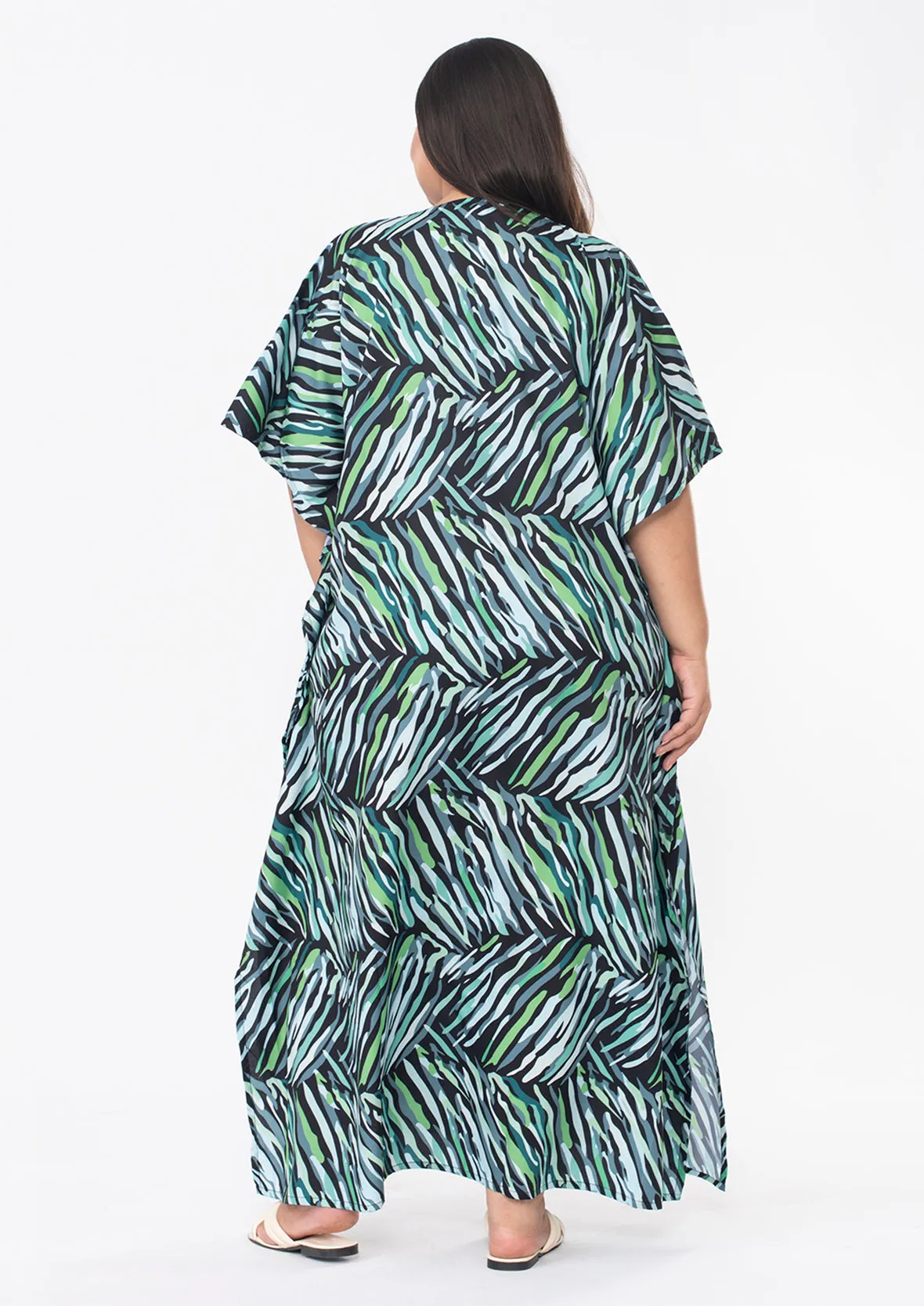 Abstract V-Neck Long Kaftan