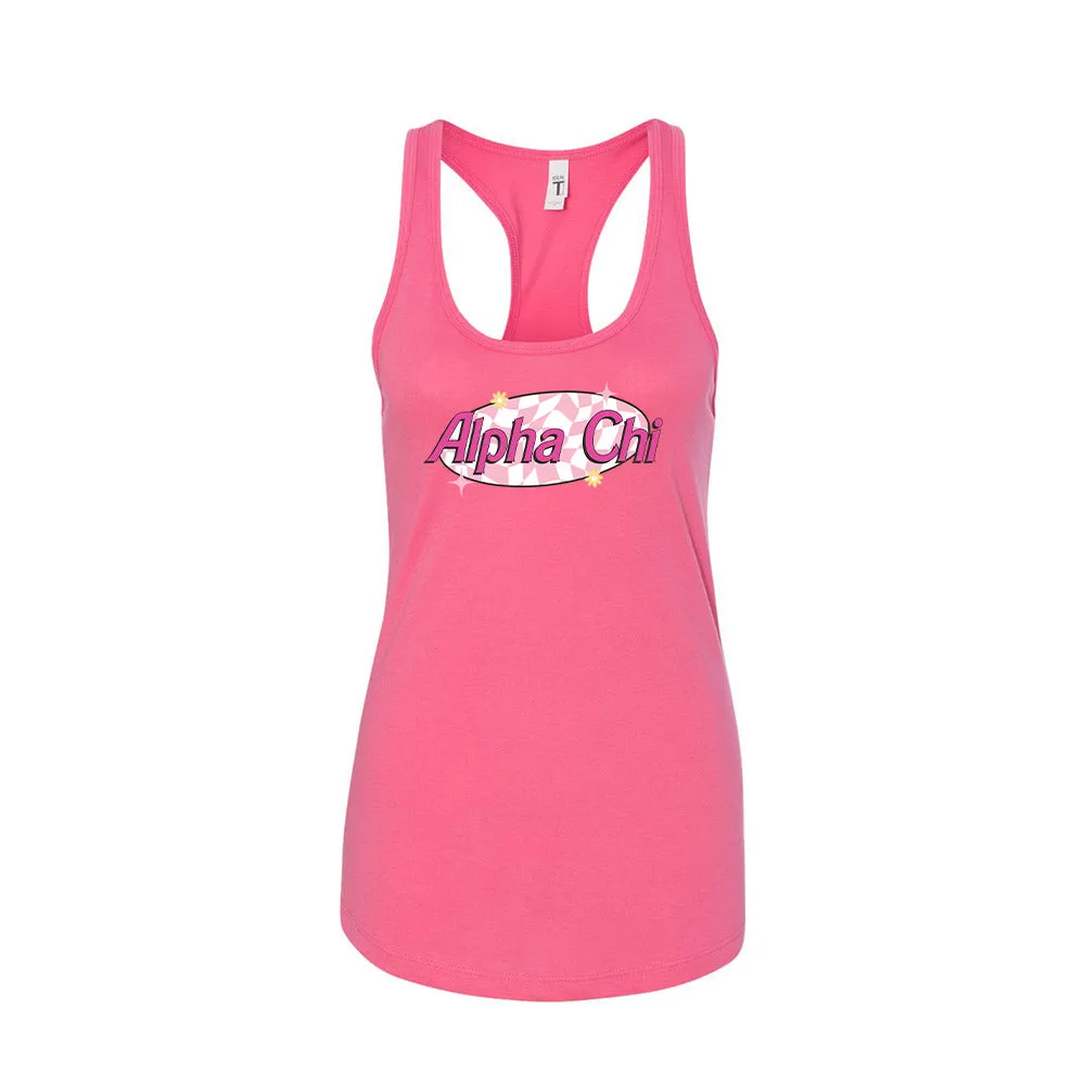 Alpha Chi Omega Diner Glam Womens Racerback Tank