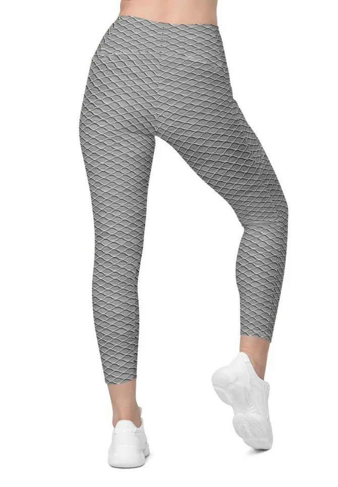 Anti Cellulite Pattern Crossover Leggings With Pockets