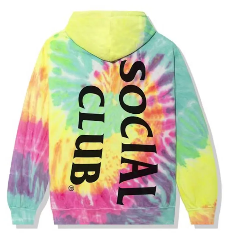 Anti Social Social Club Vertical Horizon Hoodie Rainbow Tie Dye