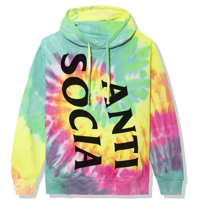 Anti Social Social Club Vertical Horizon Hoodie Rainbow Tie Dye