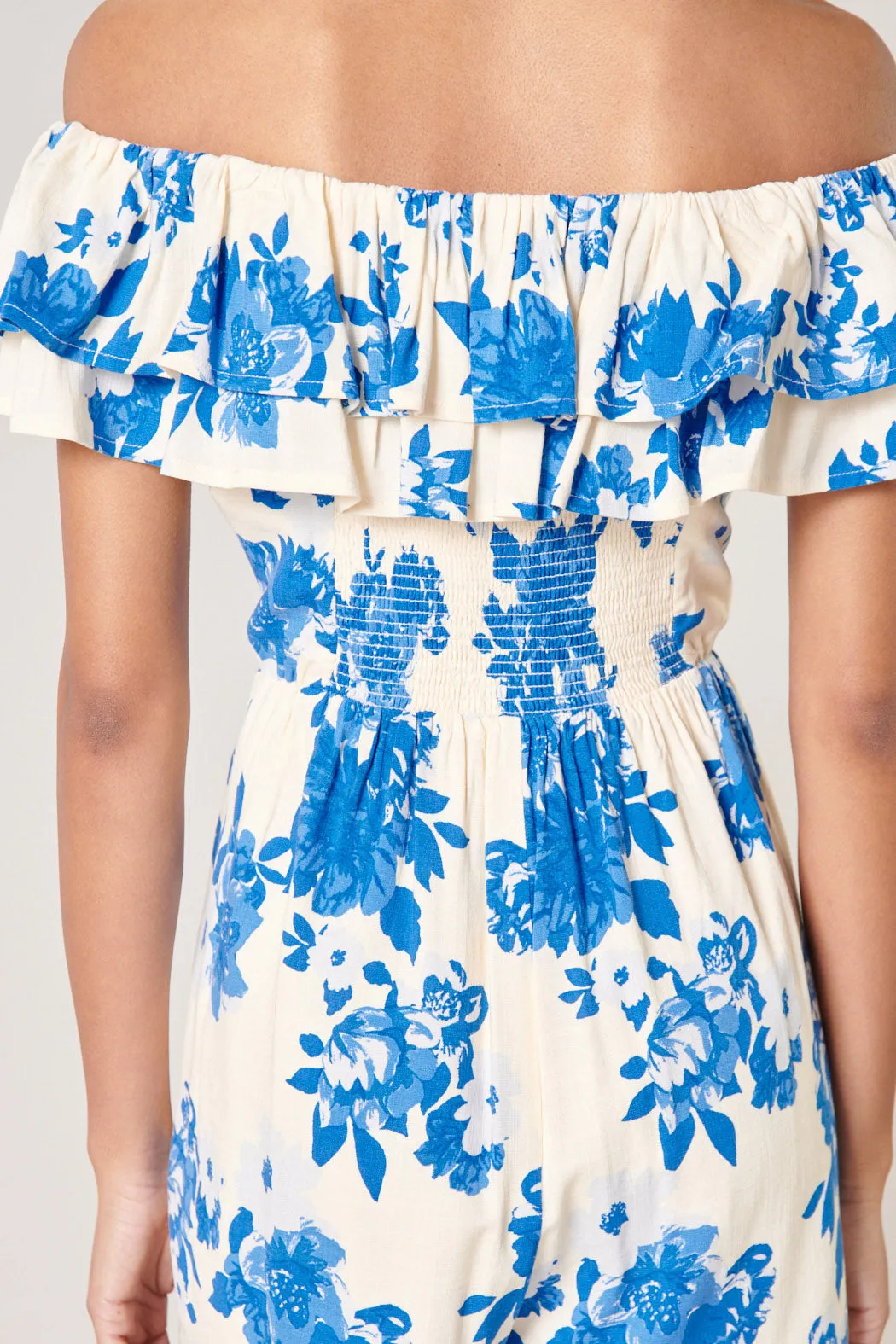 Azure Kona Floral Ruffled Off The Shoulder Romper