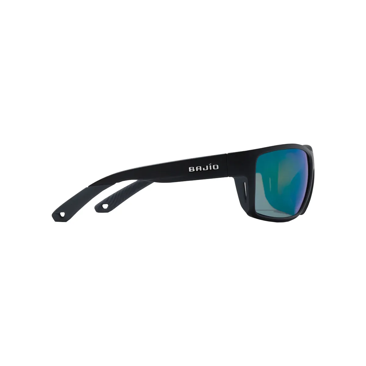 Bajio Sunglasses Bales Beach Black Matte Green Glass Mirror