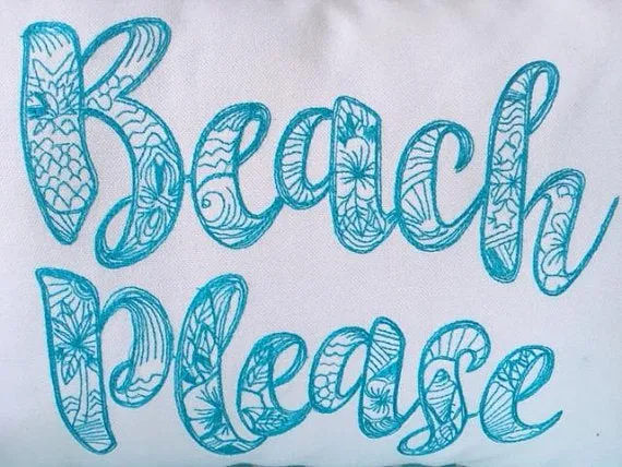 Beach Pillow cover, Embroidered pillow cover, Beach House Decor