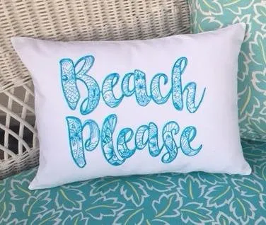 Beach Pillow cover, Embroidered pillow cover, Beach House Decor