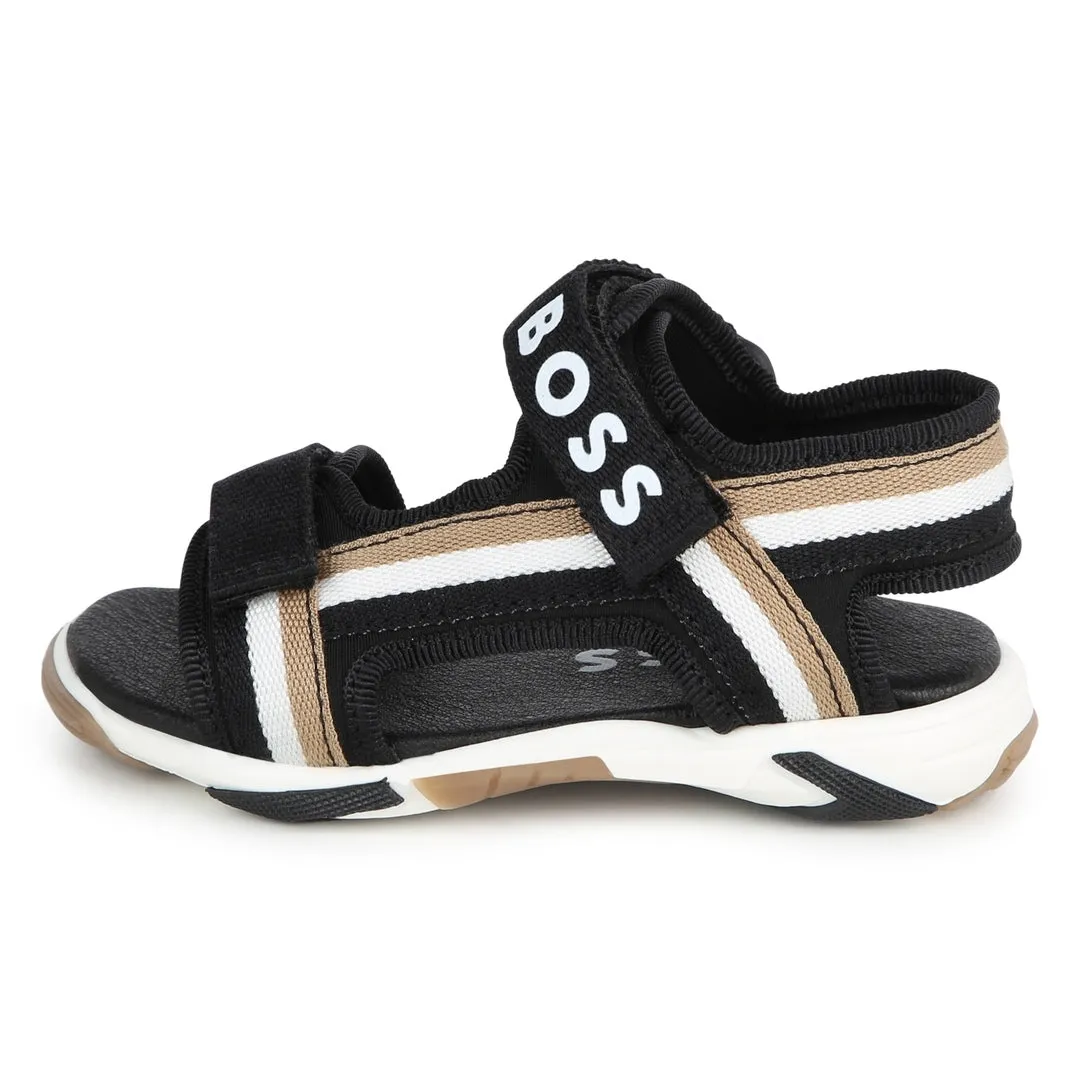 Black Logo Sandals