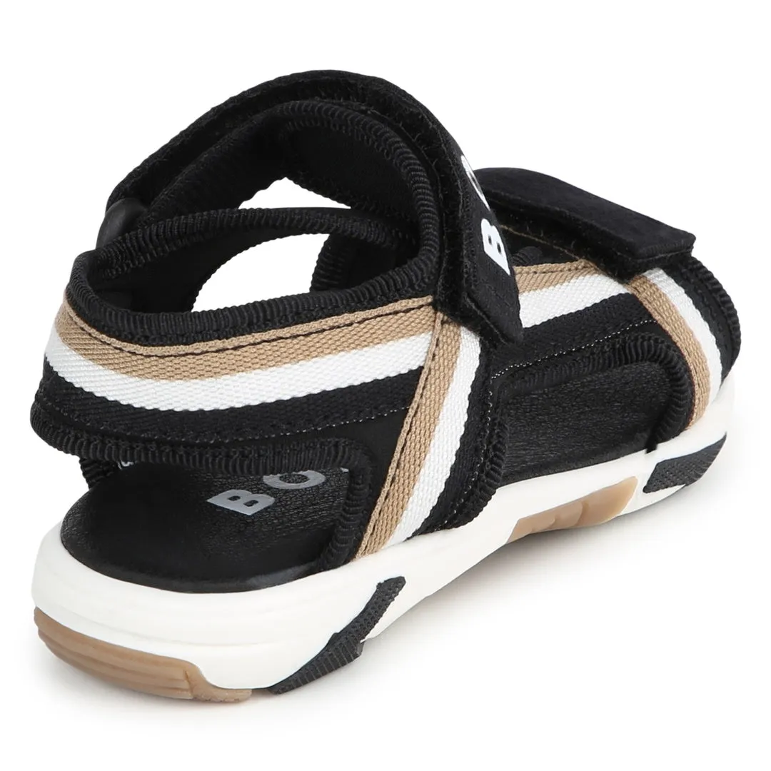 Black Logo Sandals