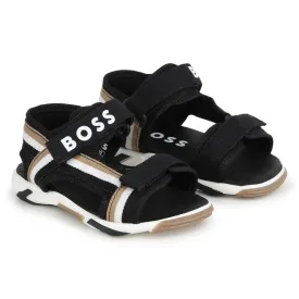 Black Logo Sandals