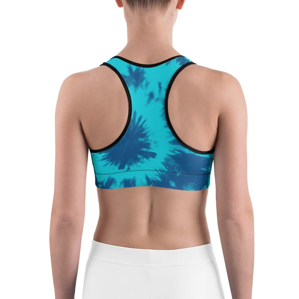 Blue & Aqua Tie Dye Sports Bra