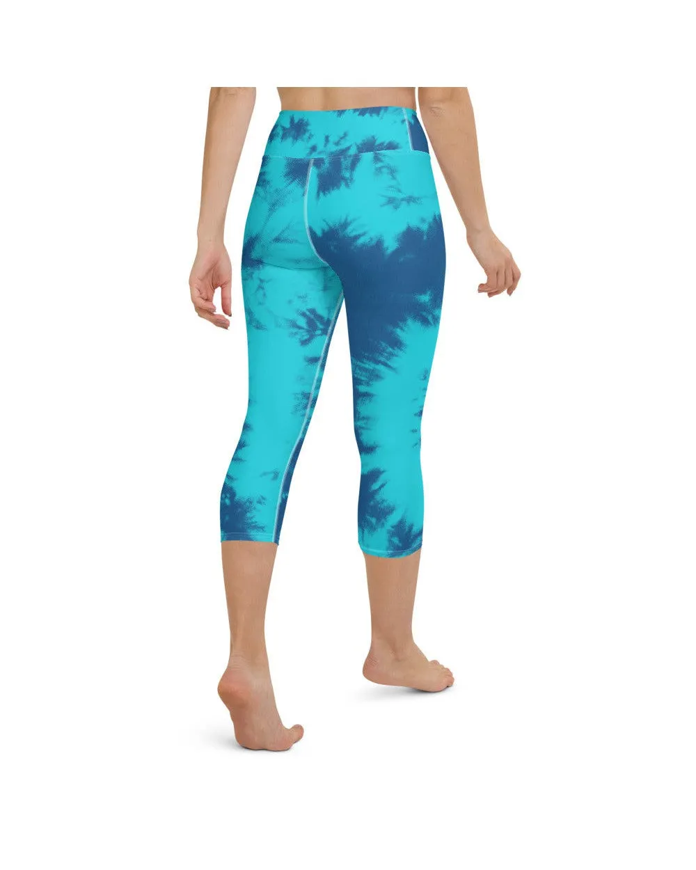 Blue & Aqua Tie Dye Yoga Capris