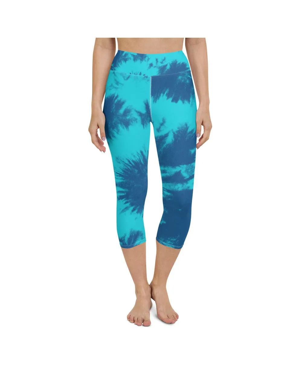 Blue & Aqua Tie Dye Yoga Capris