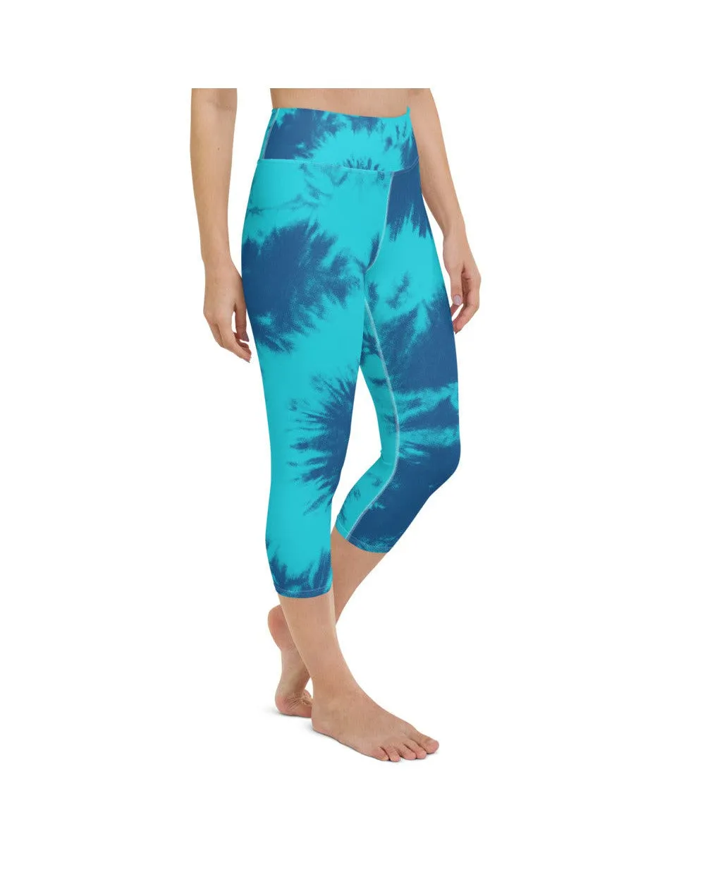 Blue & Aqua Tie Dye Yoga Capris