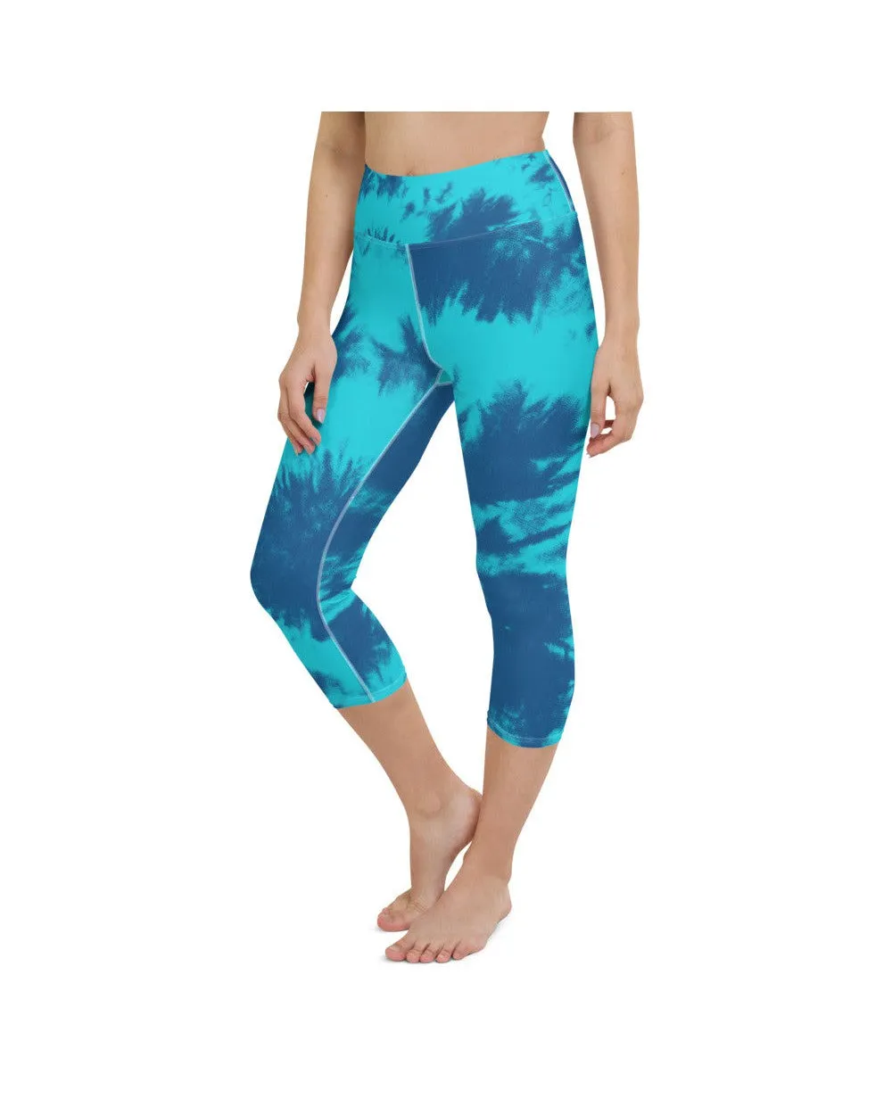 Blue & Aqua Tie Dye Yoga Capris