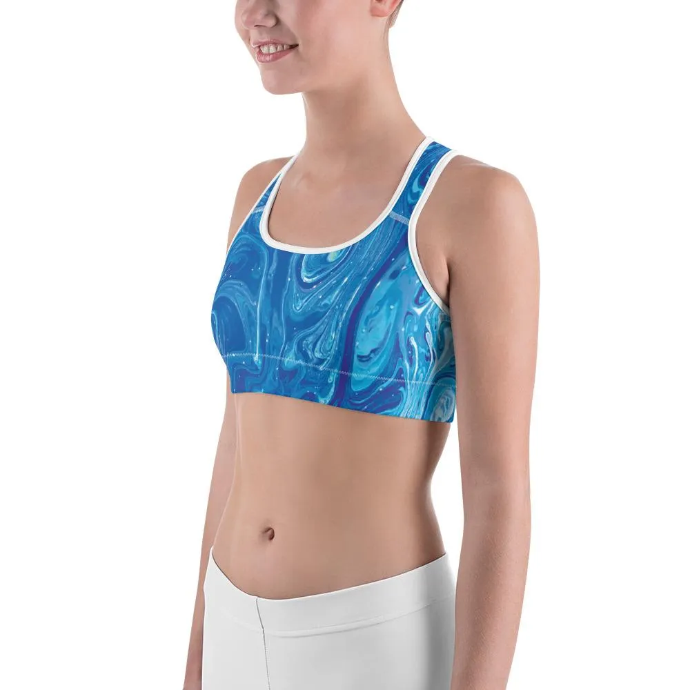 Blue Swirl Sports Bra