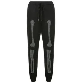 Bone Rhinestone Women Sweatpants and Jacket