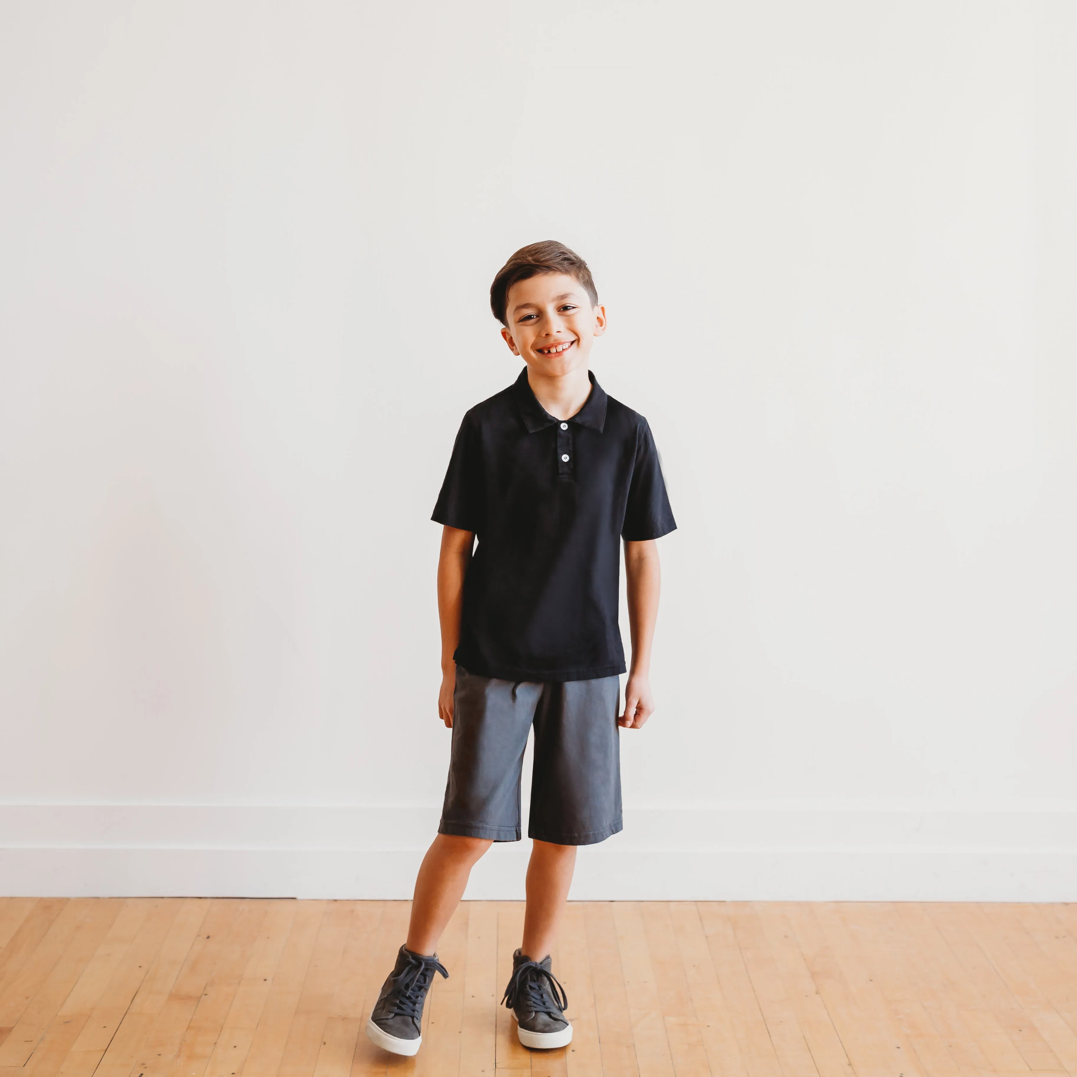 Boys Soft Cotton Athletic Short - UPF 50   | Charcoal