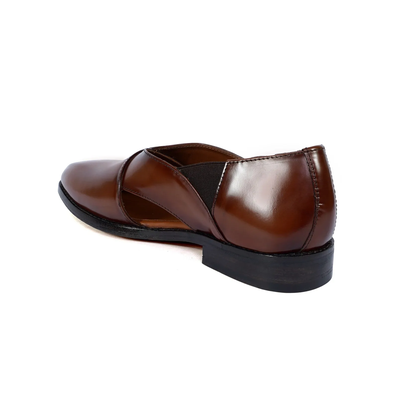 Brush Off Cross Strap Dark  Brown Peshawari Light Weight Sandal