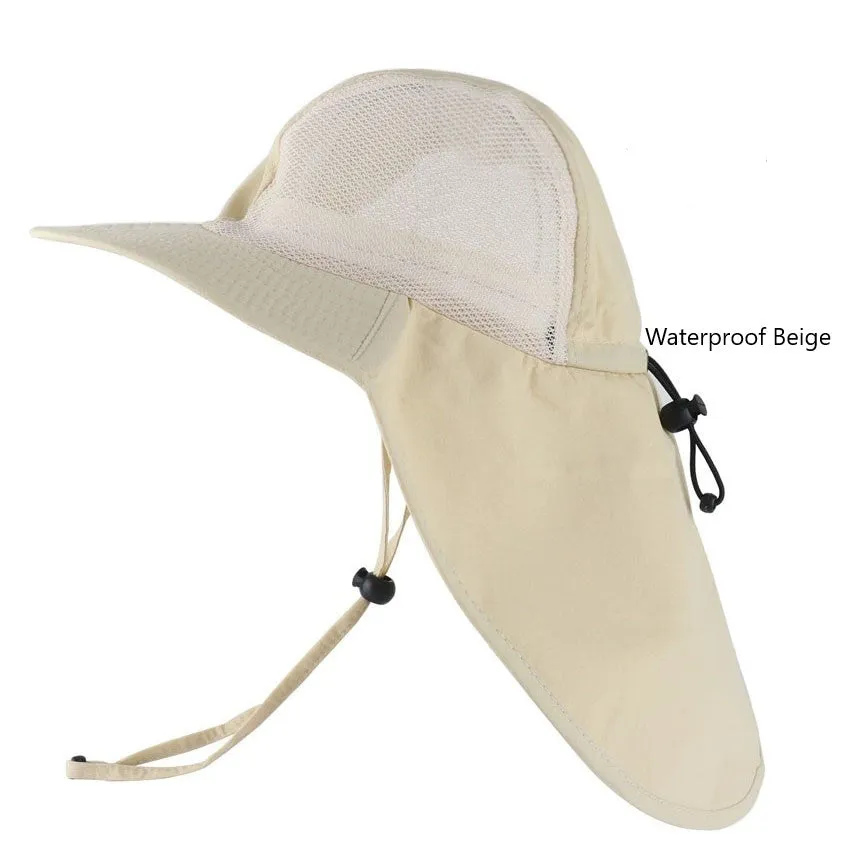 Bucket Hat With Neck Flap, Wide Brim, Mesh Inserts, uV Resistant