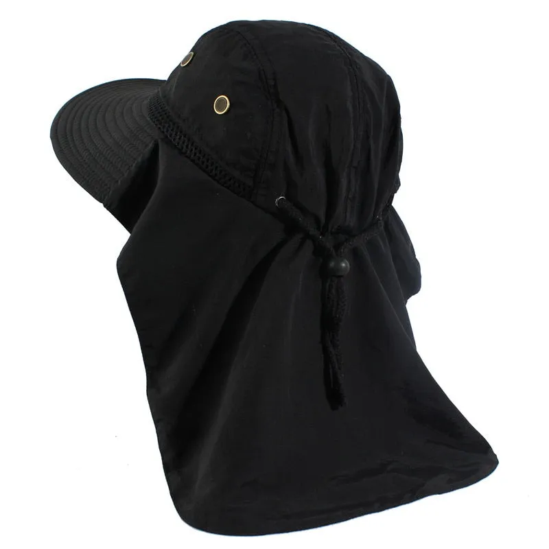 Bucket Hat With Neck Flap, Wide Brim, Mesh Inserts, uV Resistant