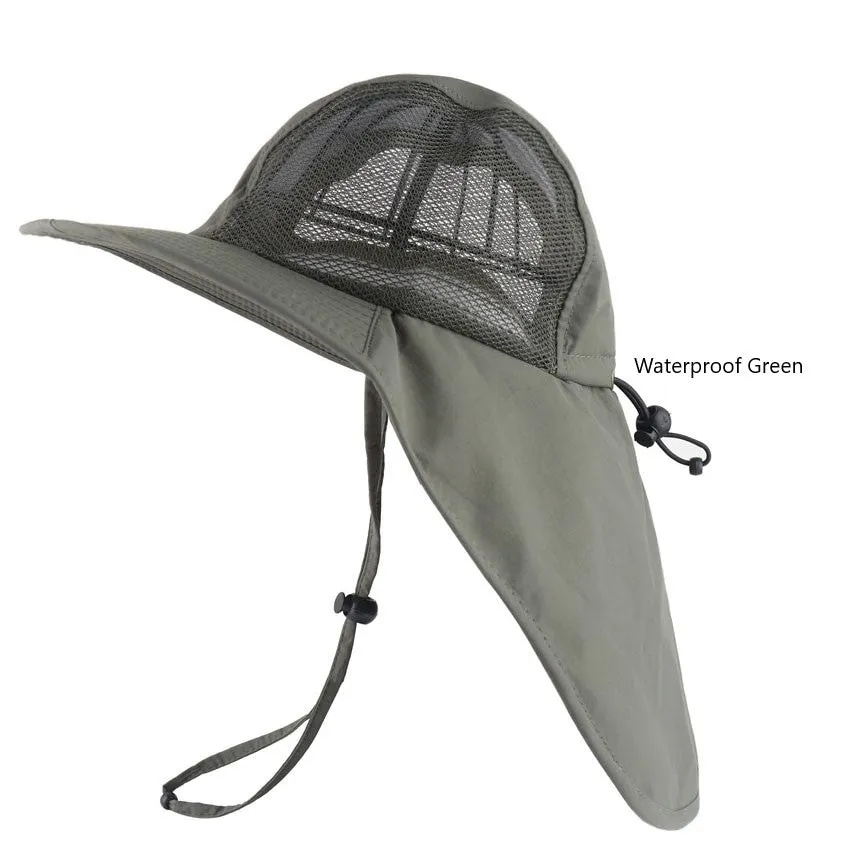 Bucket Hat With Neck Flap, Wide Brim, Mesh Inserts, uV Resistant