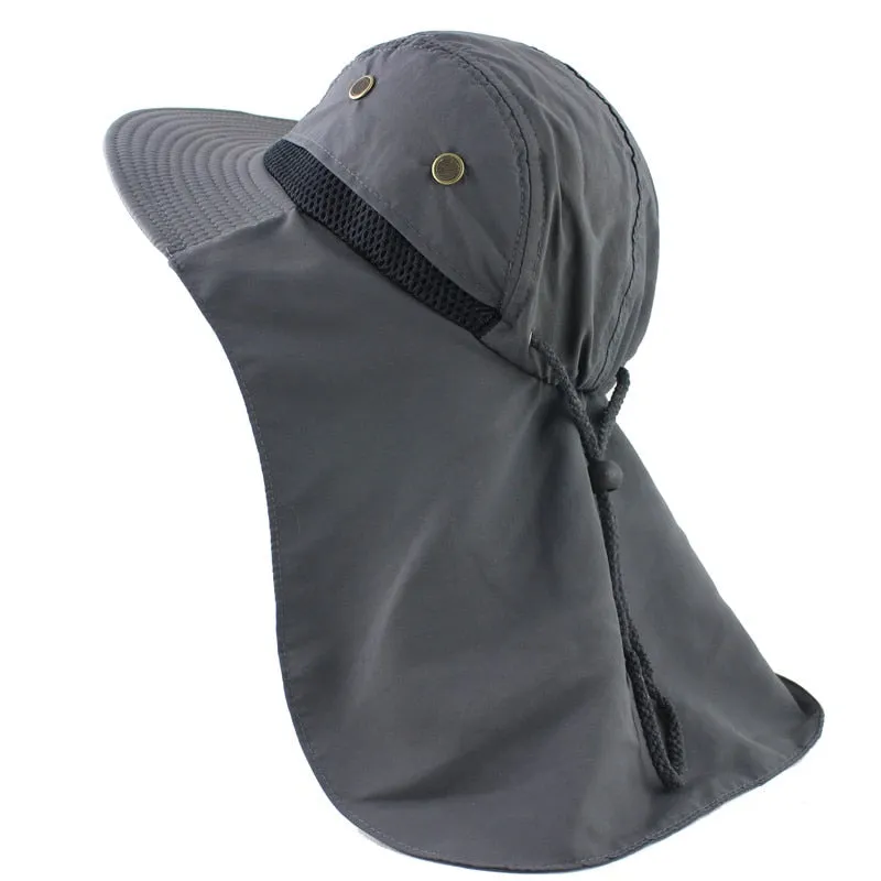 Bucket Hat With Neck Flap, Wide Brim, Mesh Inserts, uV Resistant