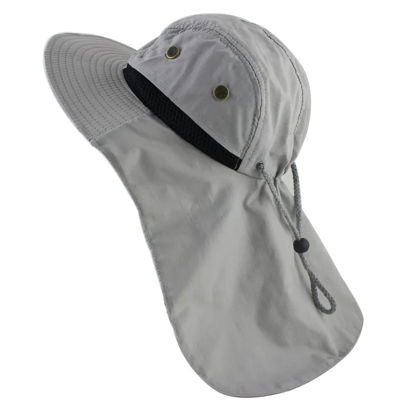 Bucket Hat With Neck Flap, Wide Brim, Mesh Inserts, uV Resistant