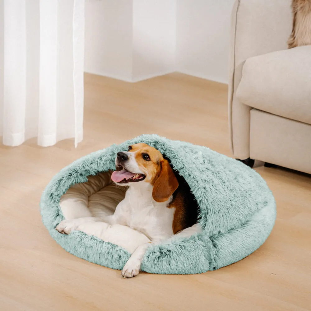 Calming Plush Semi-Enclosed Pet Nest Pita Bed For Dogs