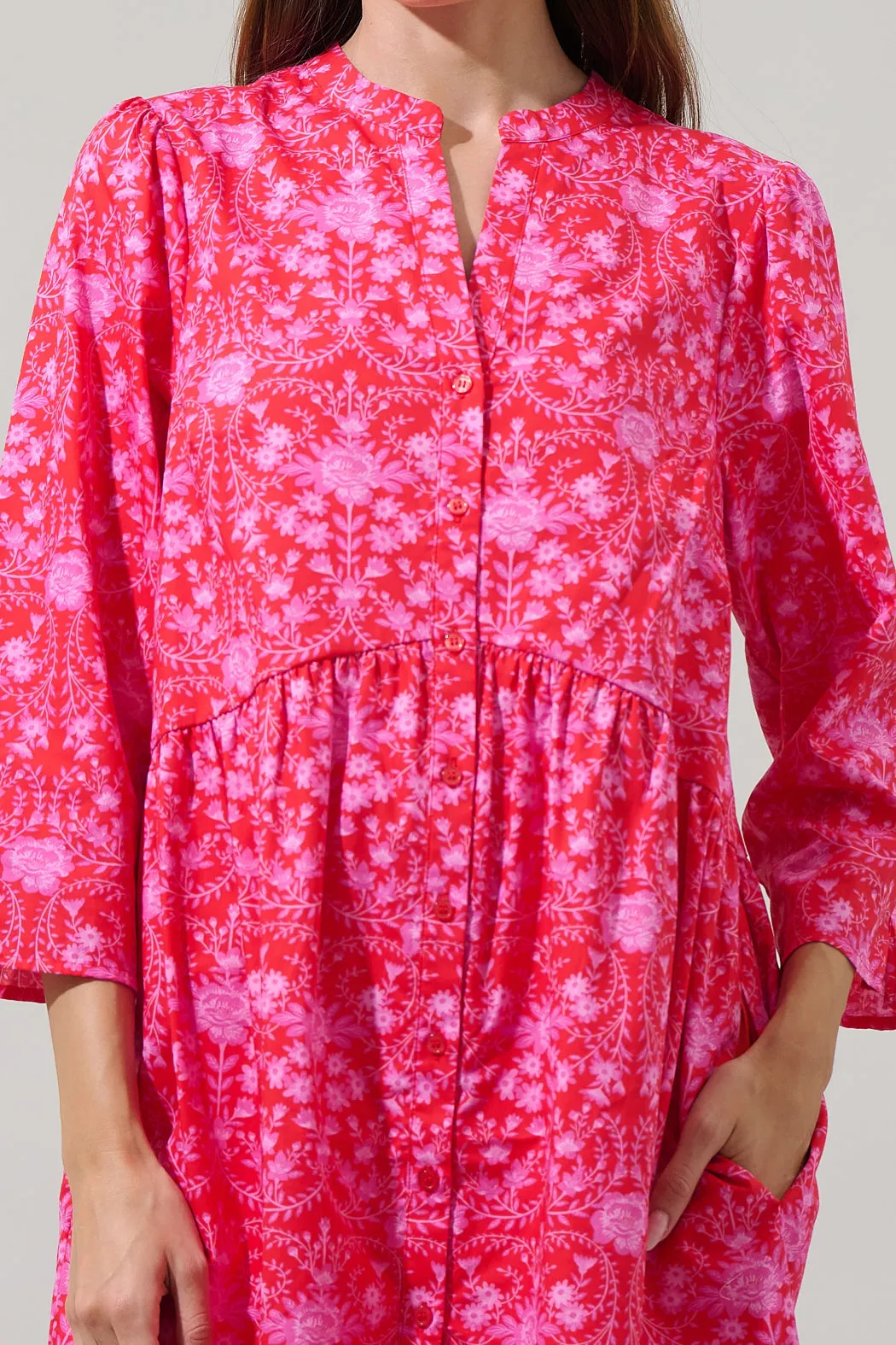 Cecy Floral Brie Button Down Dress