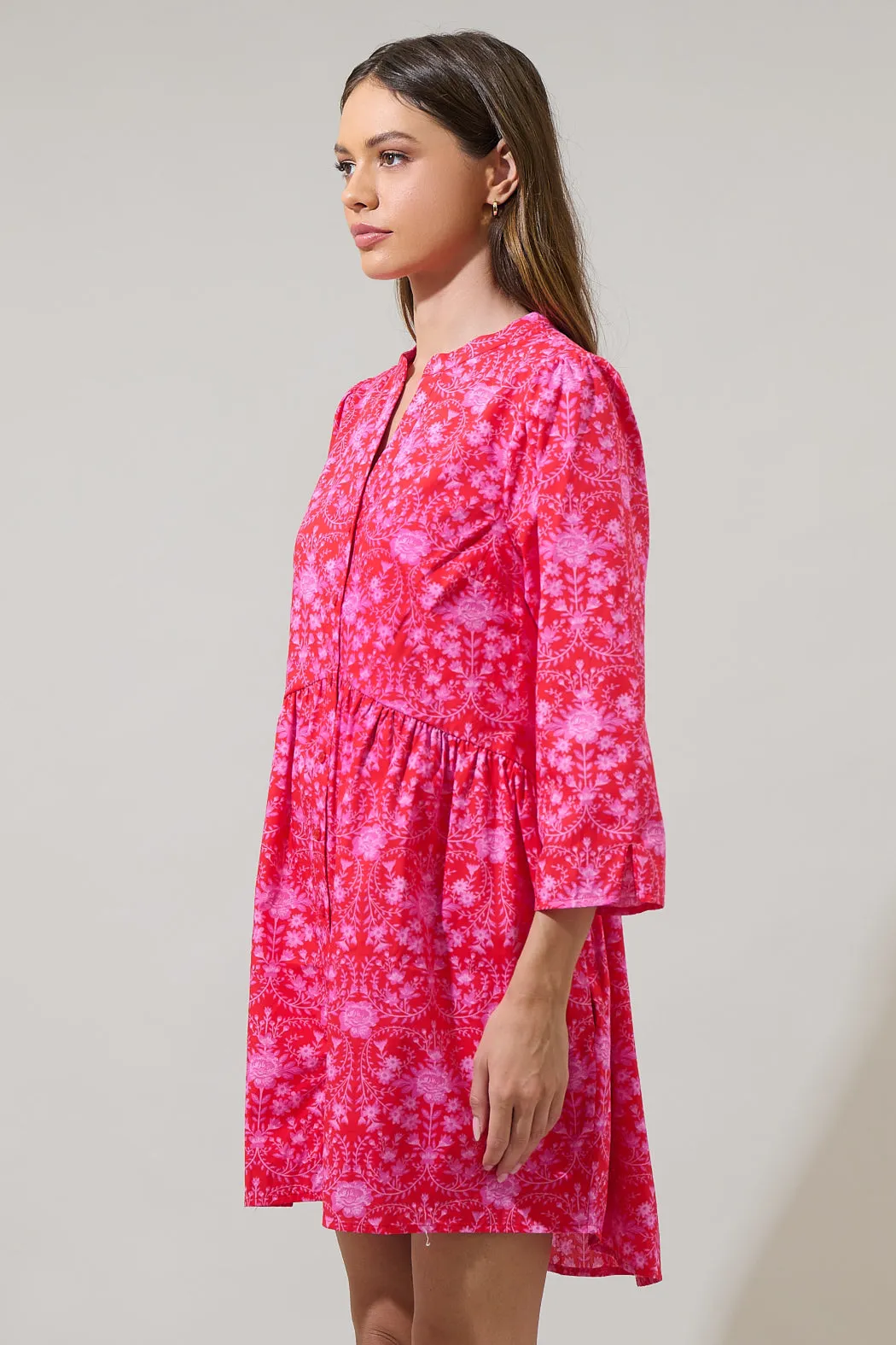 Cecy Floral Brie Button Down Dress