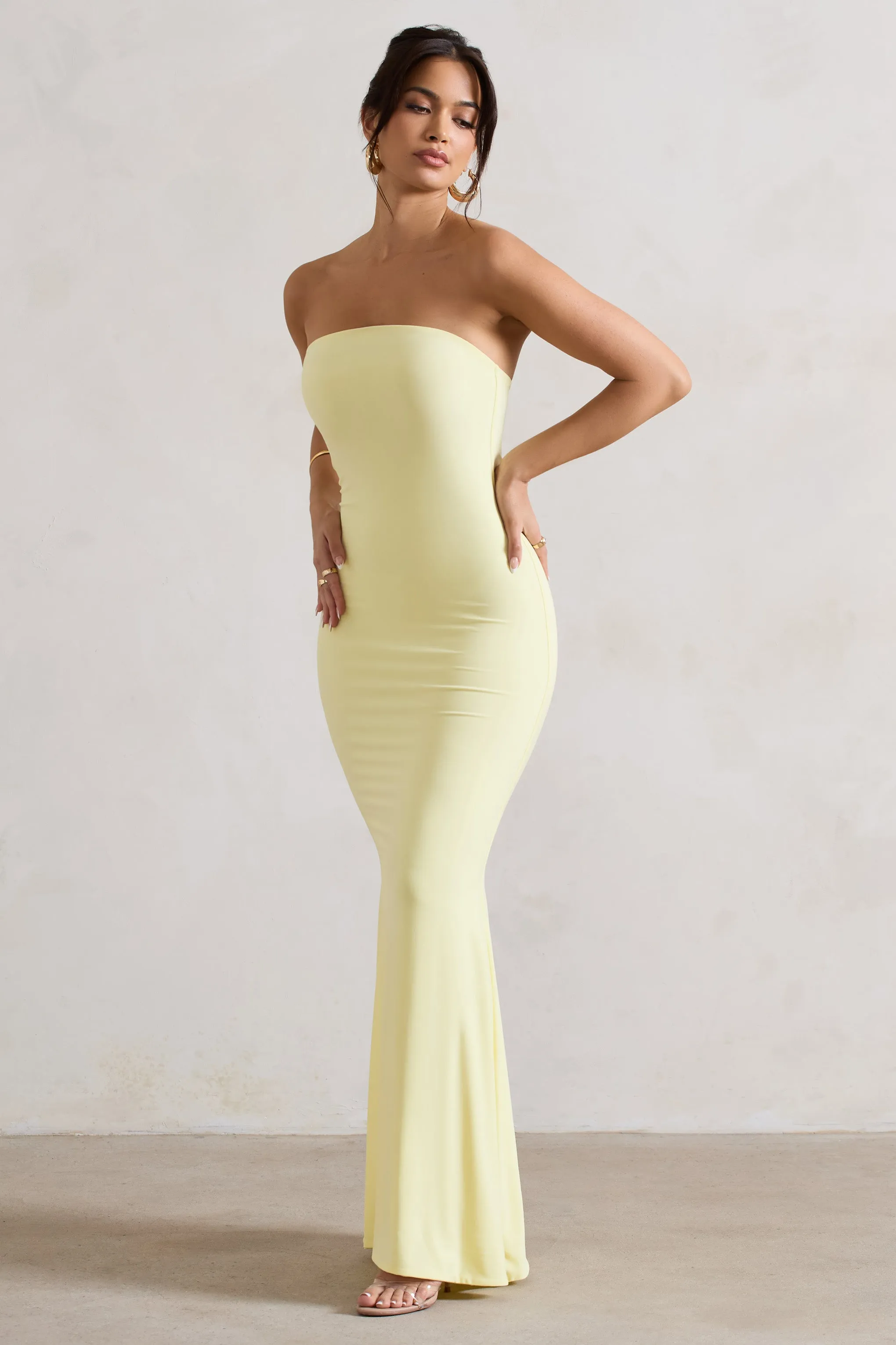 Ceremony | Lemon Bandeau Fishtail Maxi Dress