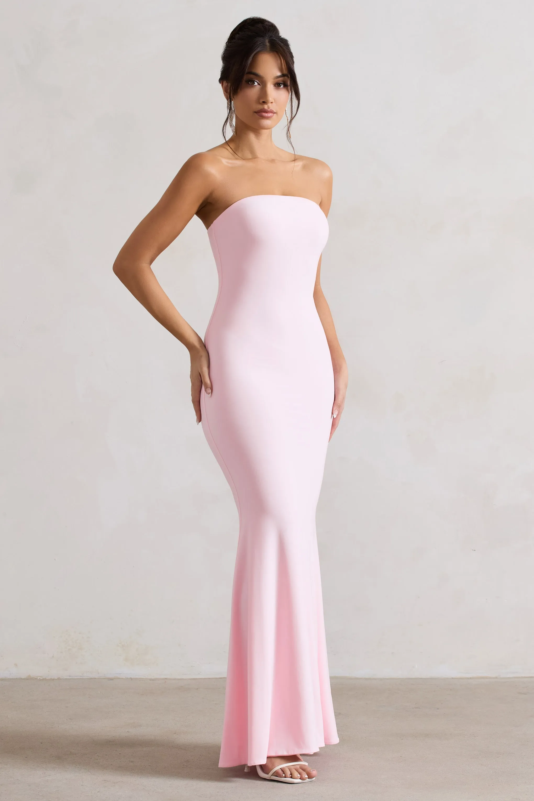 Ceremony | Pink Bandeau Fishtail Maxi Dress