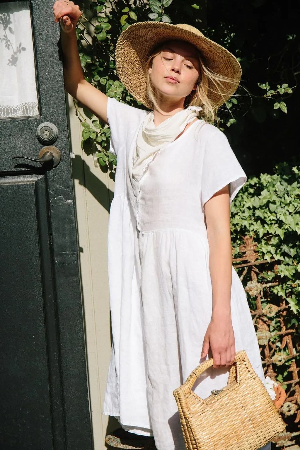 Charlotte Linen Dress - White Linen