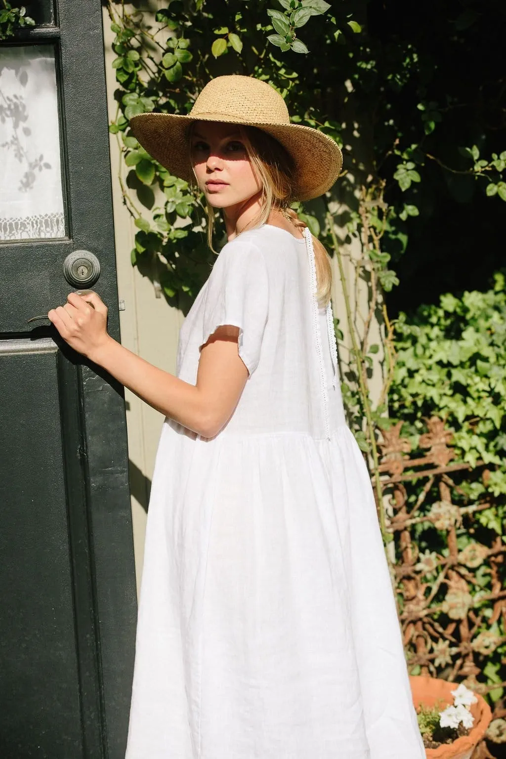 Charlotte Linen Dress - White Linen