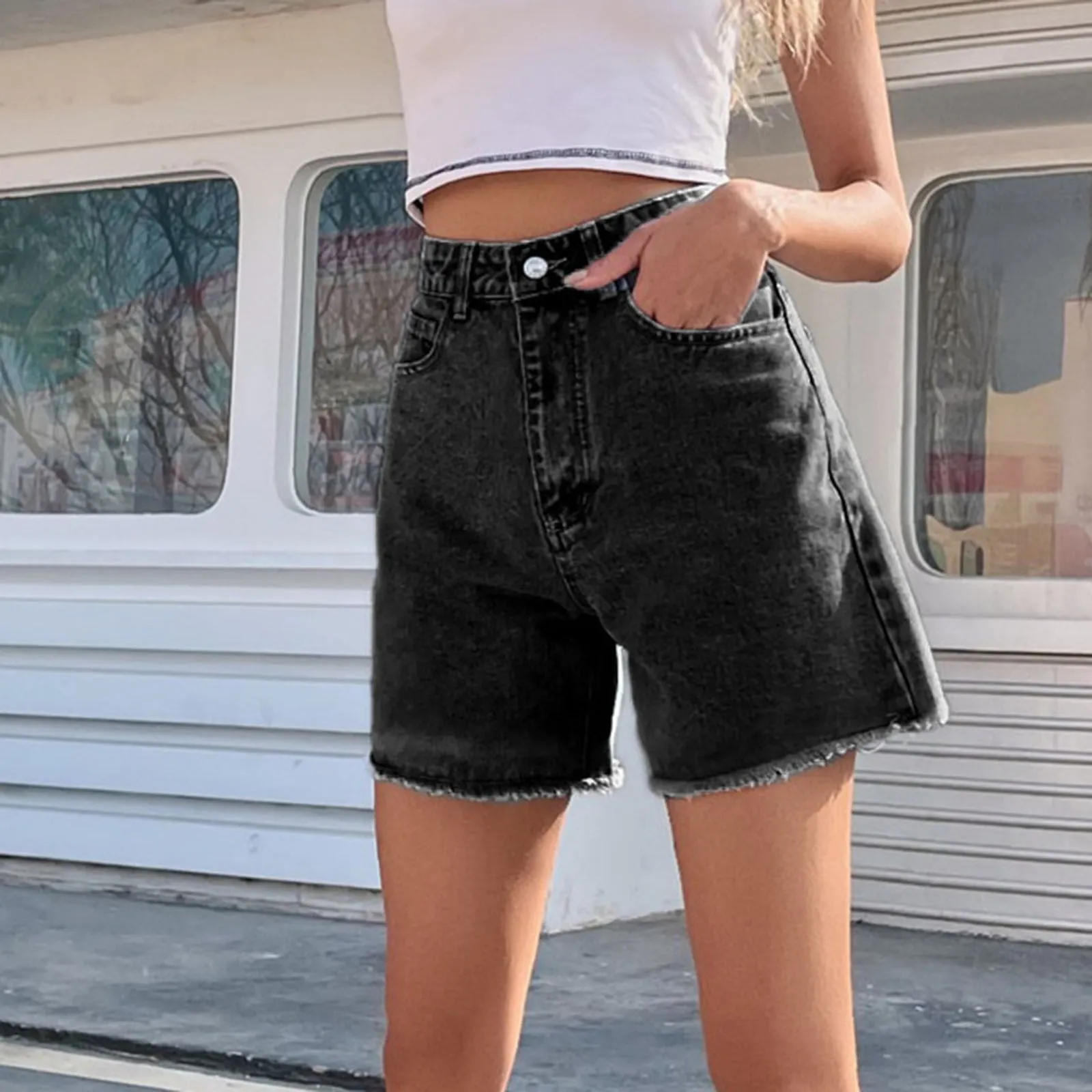 Chic High Waist Blue Denim Short