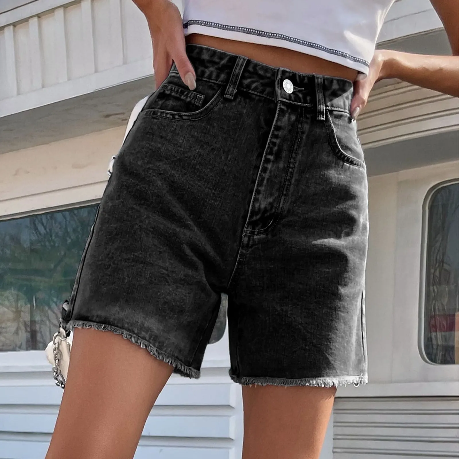 Chic High Waist Blue Denim Short