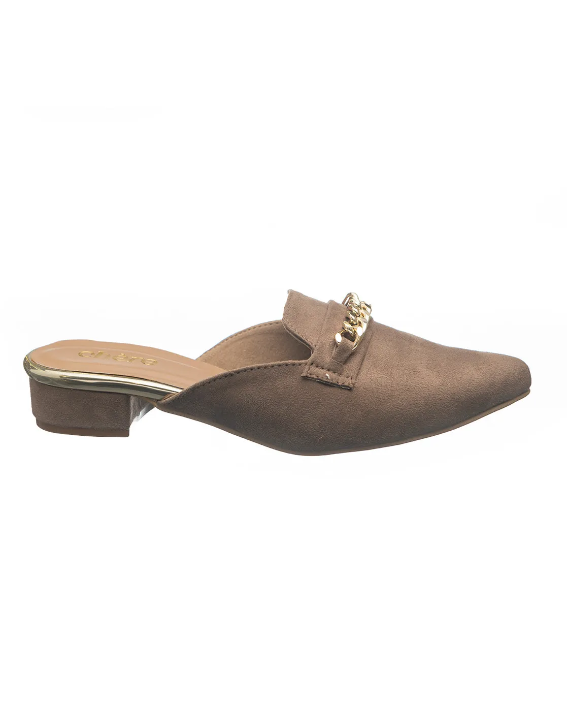 Coffee Brown Golden Chained Mules for Women