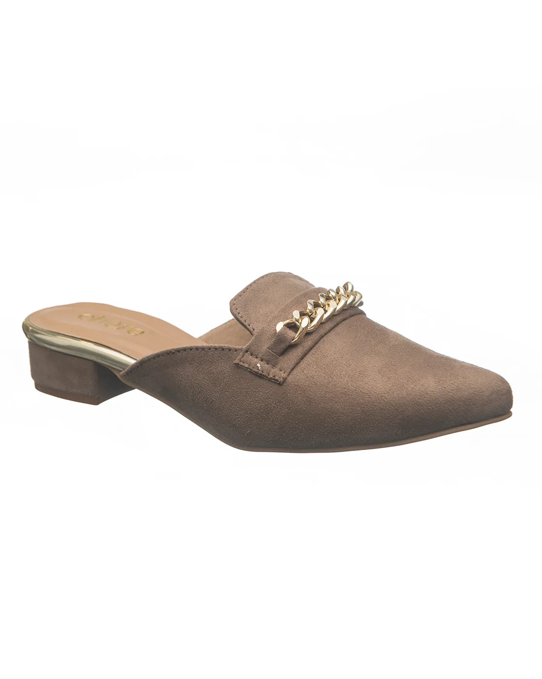 Coffee Brown Golden Chained Mules for Women