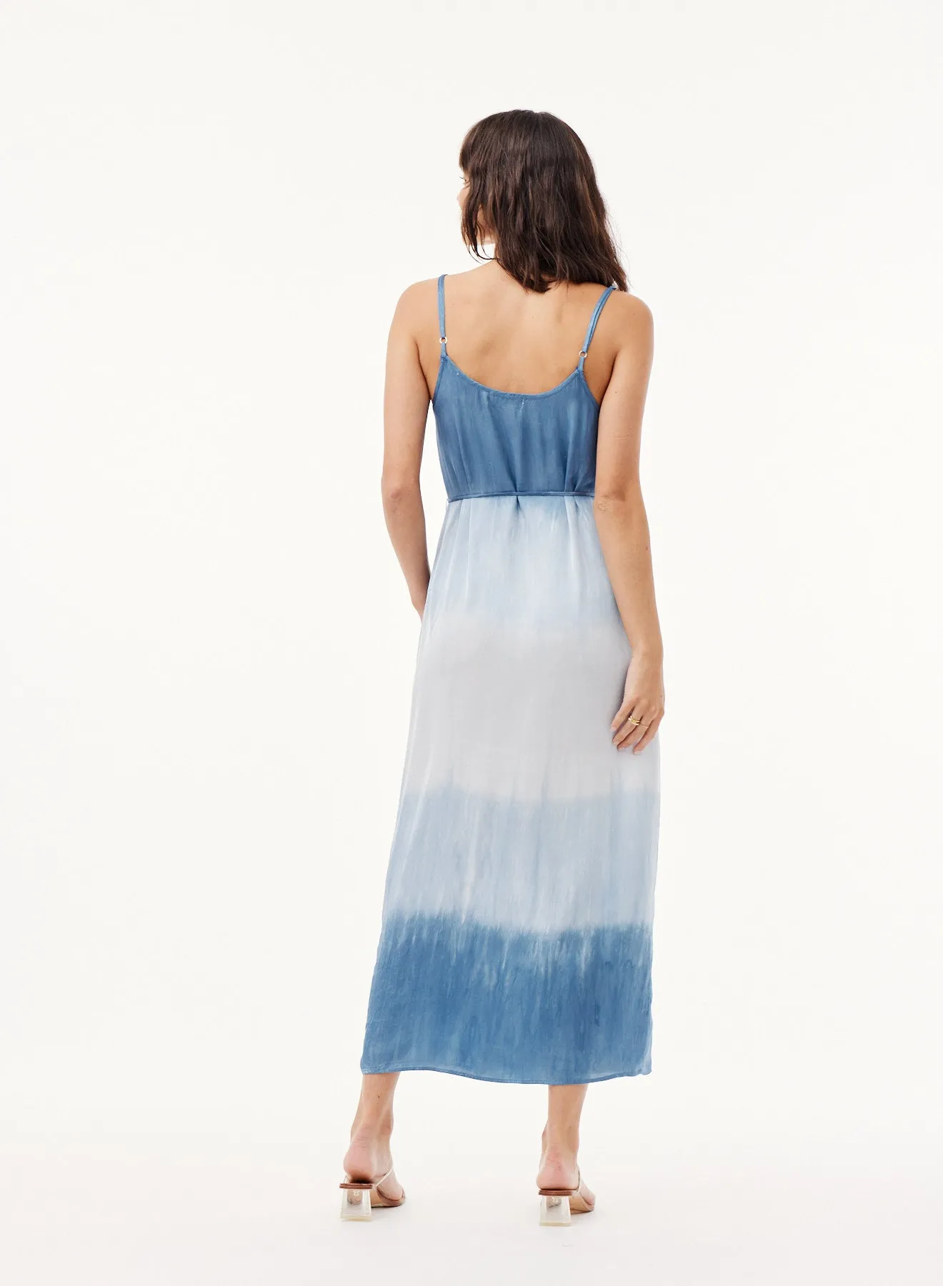 Cowl Neck Tie-Dye Maxi Dress - Mykonos Stripe  Dye