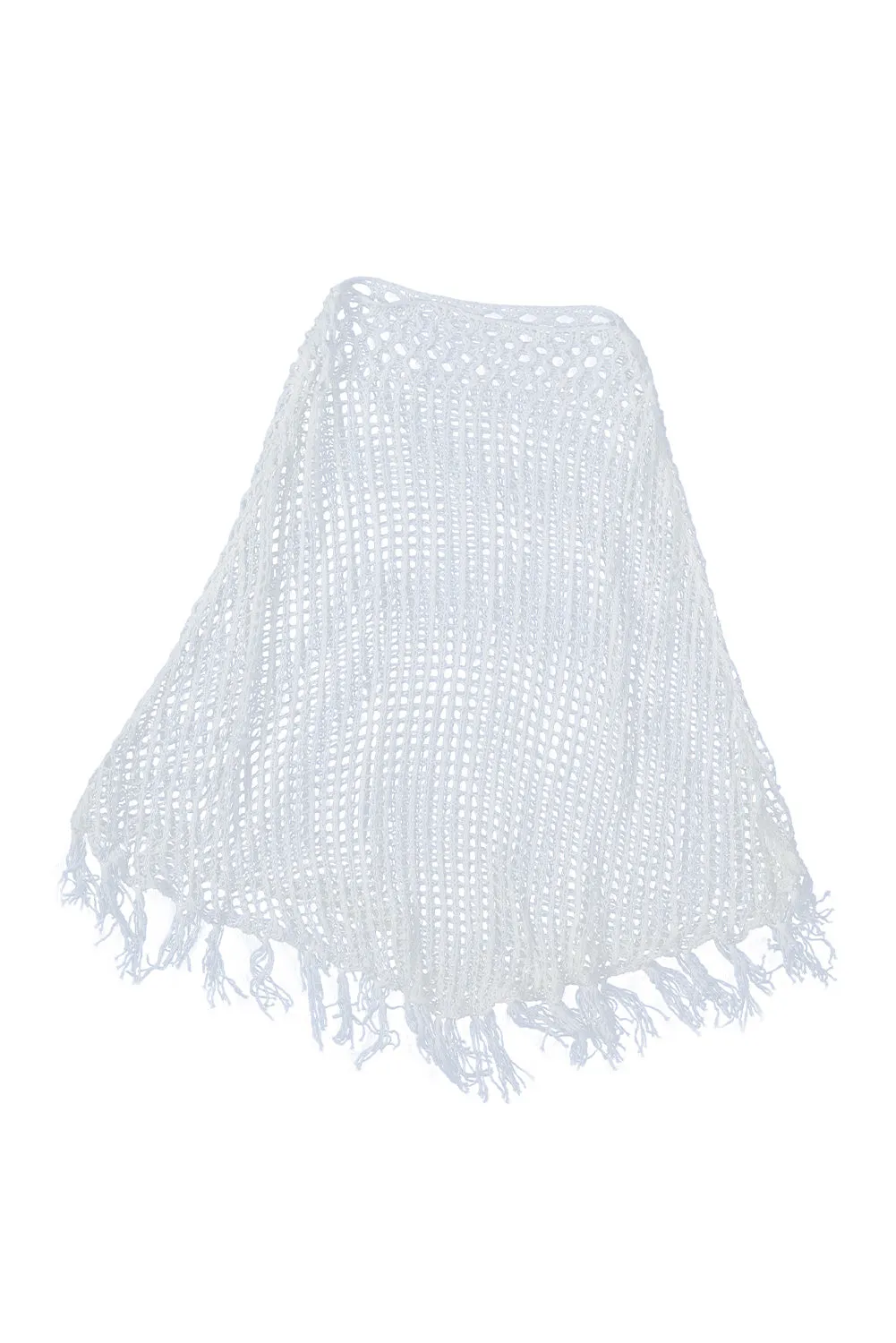 Crochet Hollow Out Fringe Batwing Sleeve Beach Cover Up