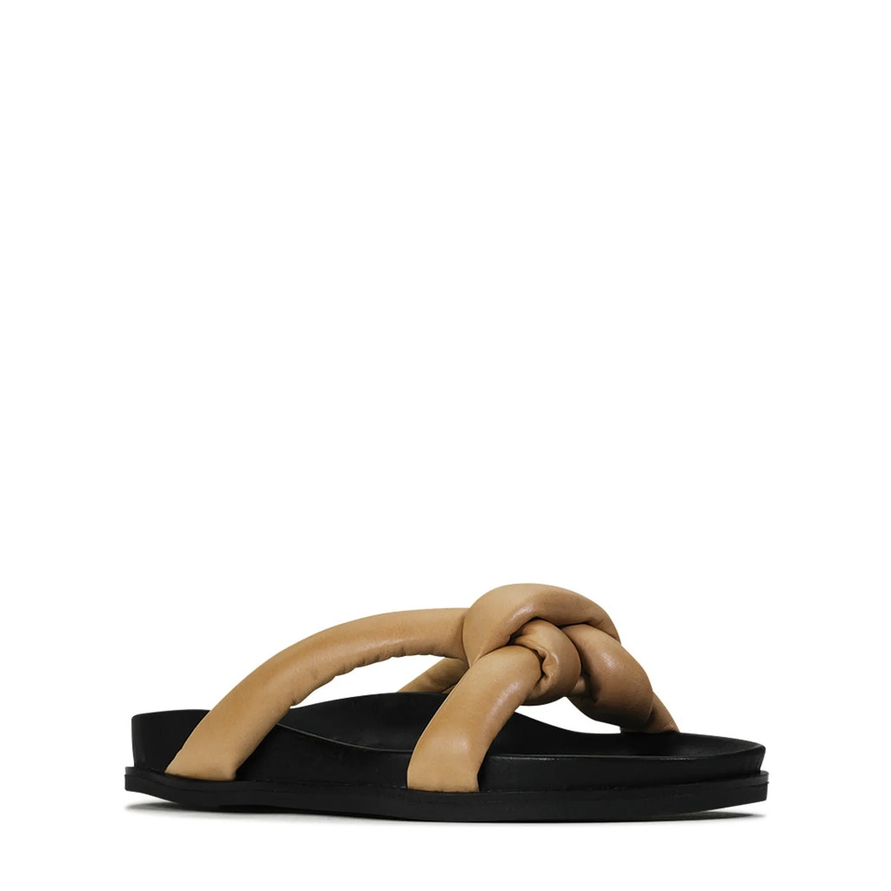 CROSSED SLIDE SANDALS LEATHER