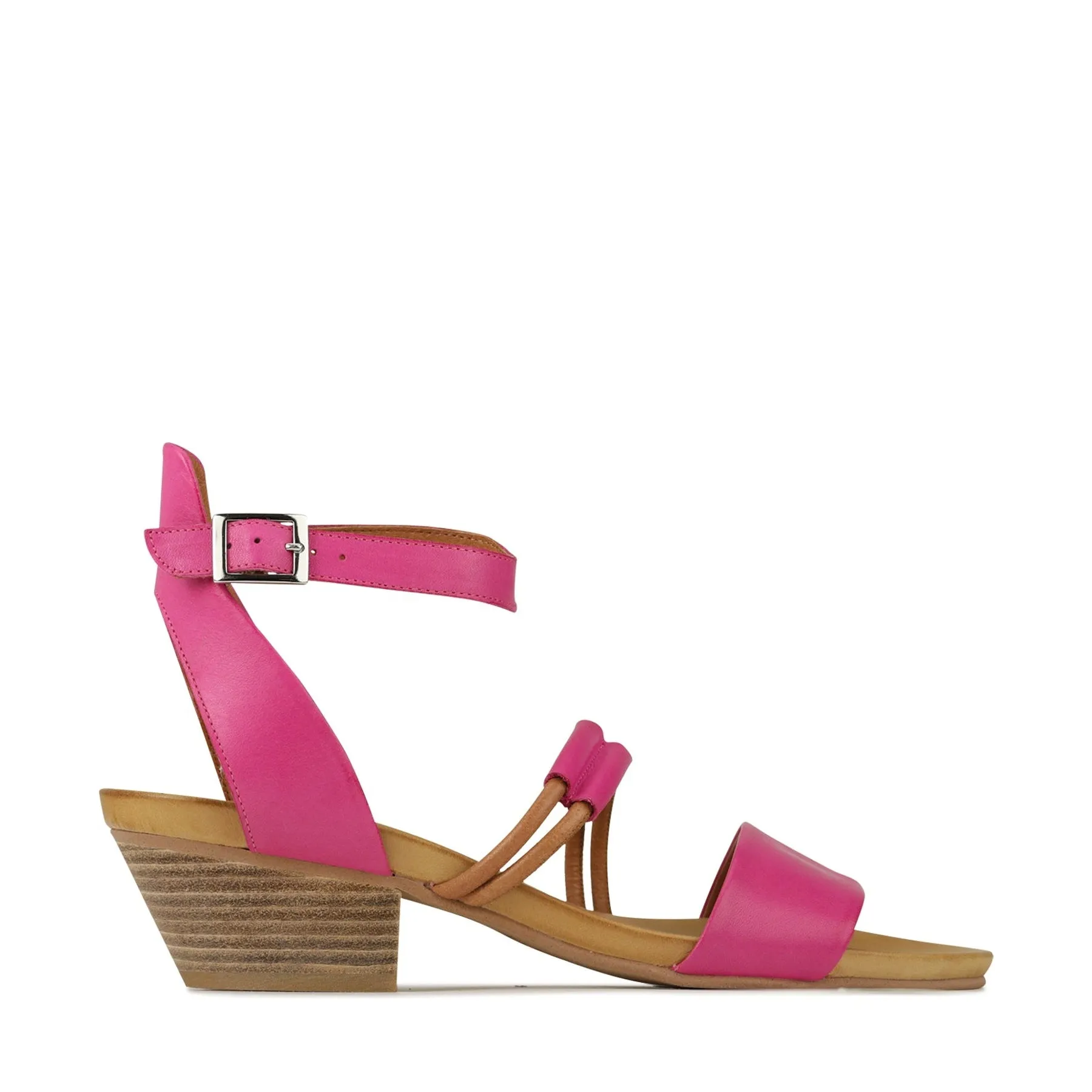 CURO ANKLE STRAP HEEL SANDALS LEATHER